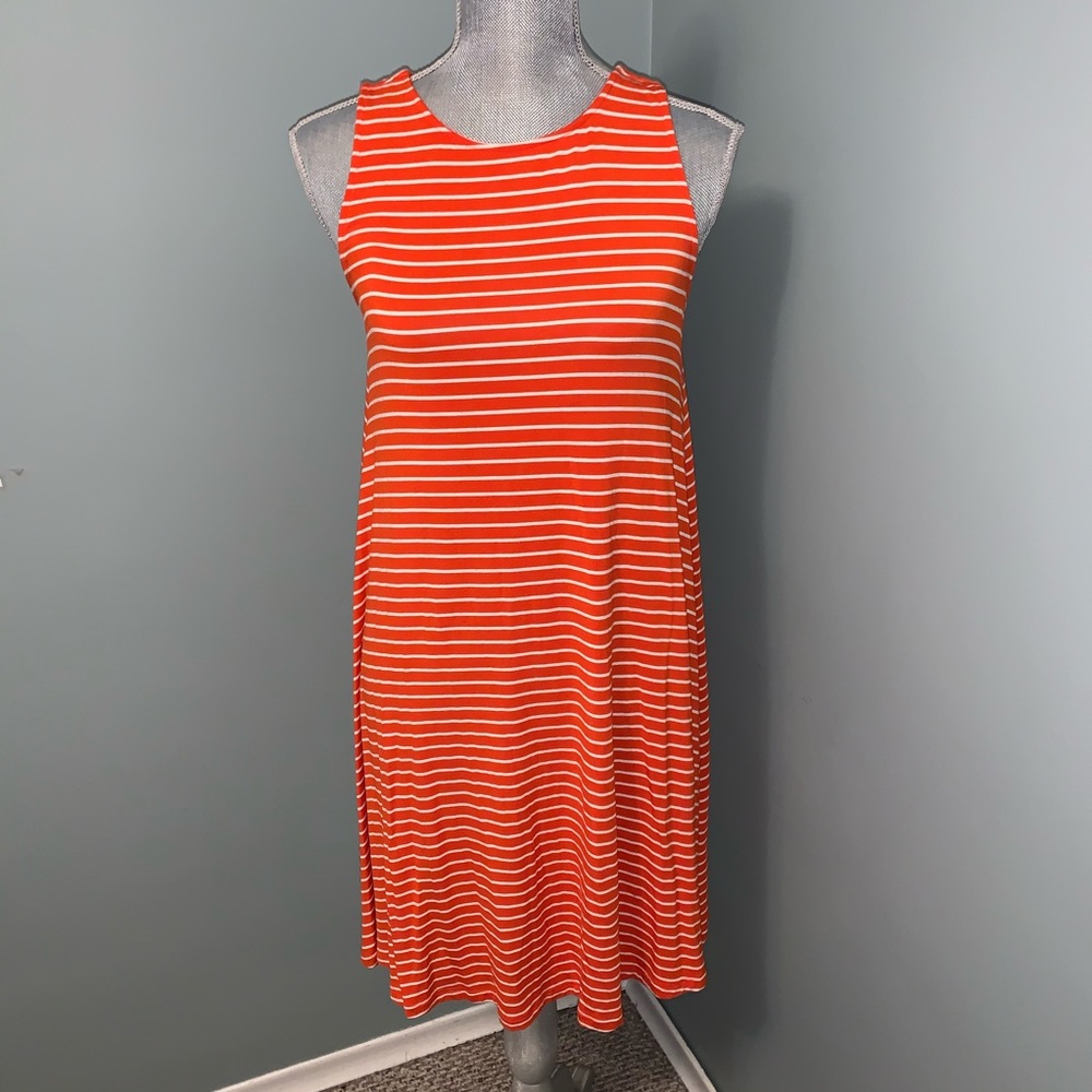 OLD NAVY orange A-line striped sundress dress sleeveles size medium summer